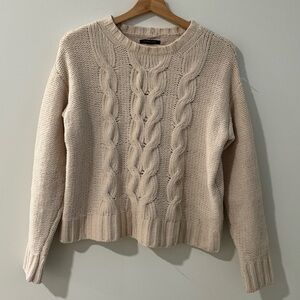 American Eagle Cream Soft Cropped Knitted Sweater